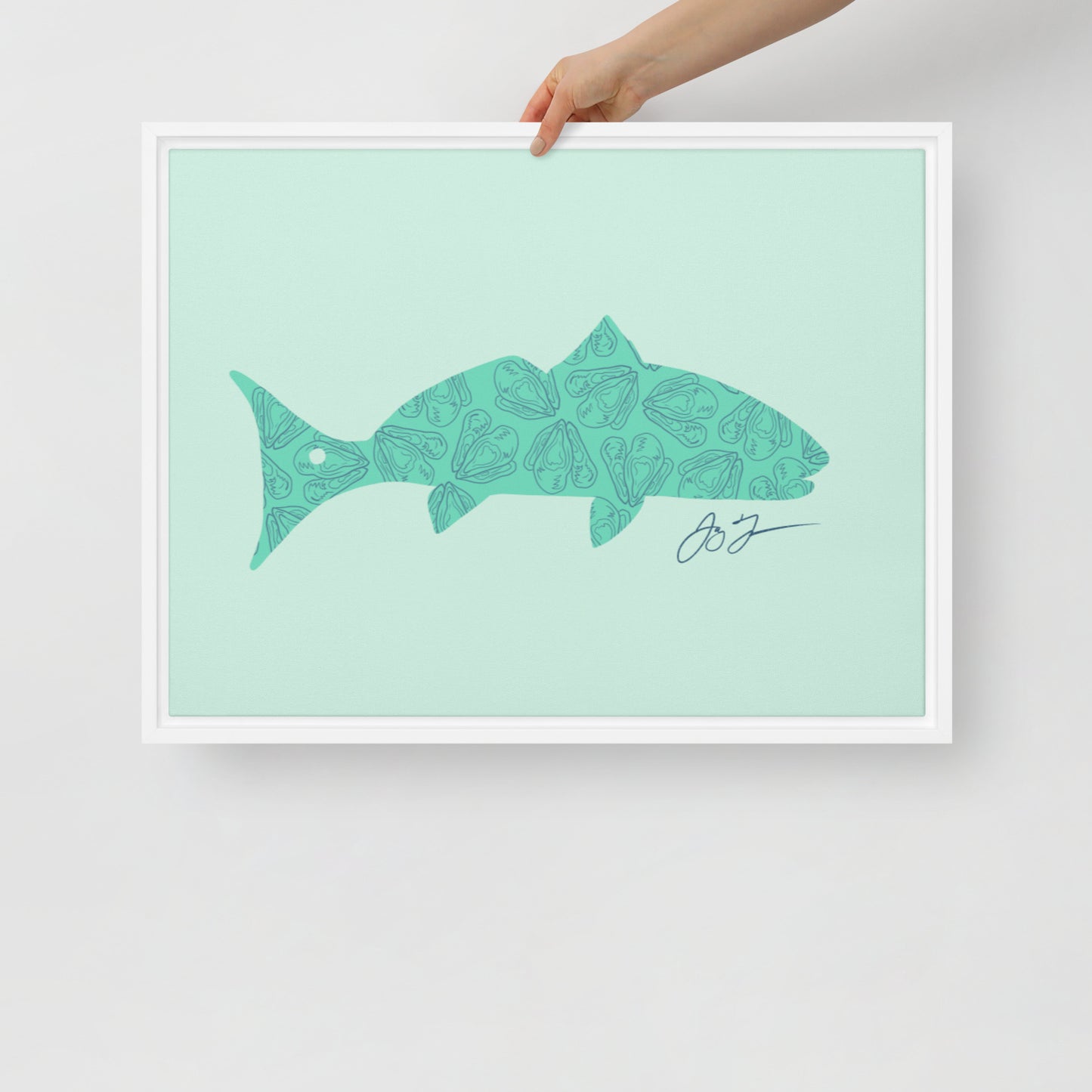 Oyster Redfish Framed Canvas Print