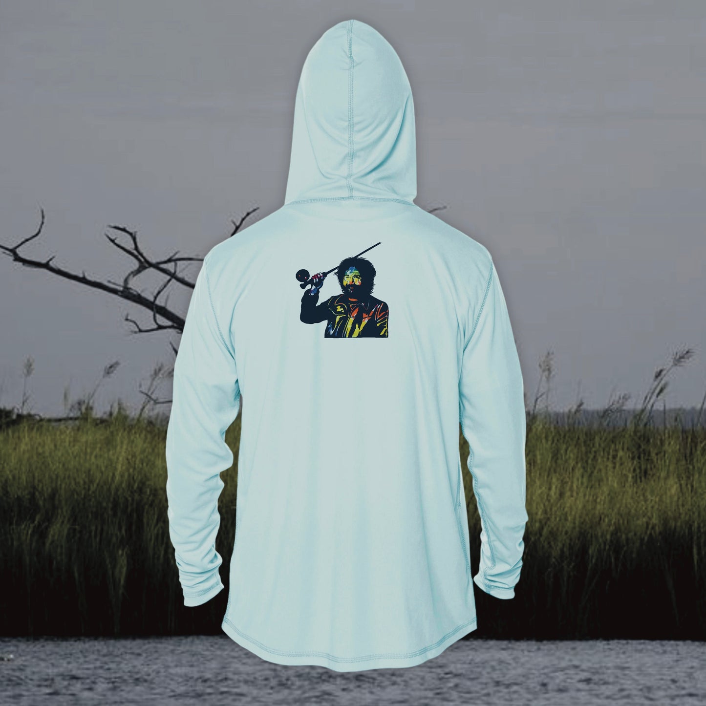 Jerry Fly Fishing in color Performance Sun Shirt