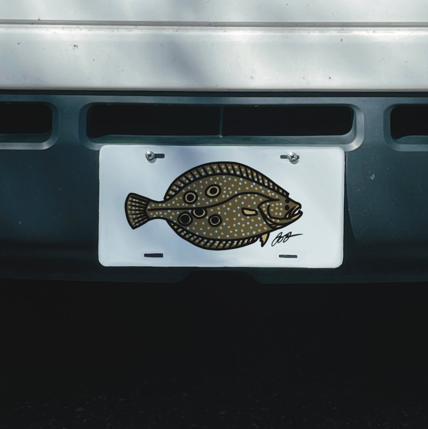 Simple Flounder License Plate
