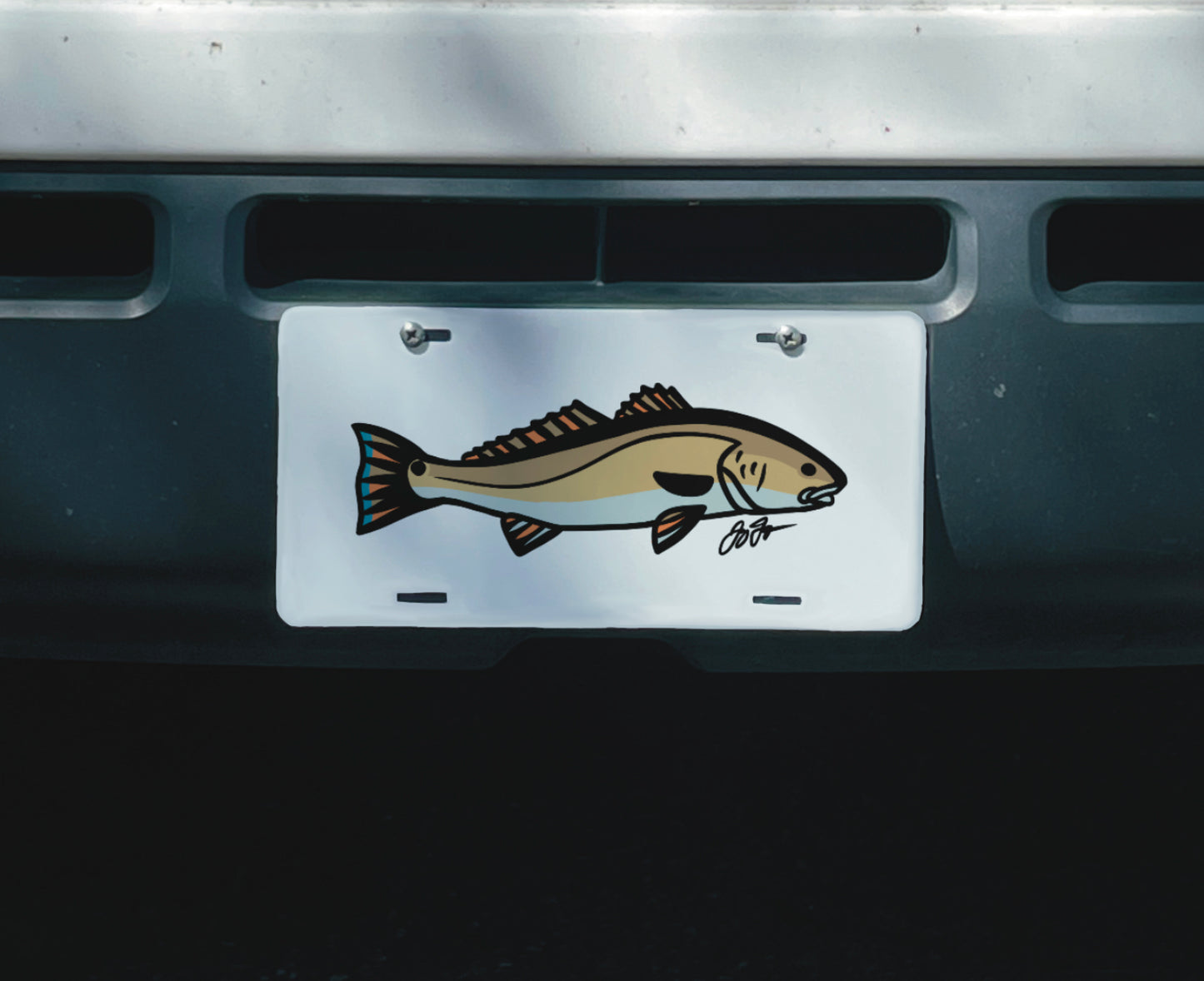 Simple Redfish License Plate