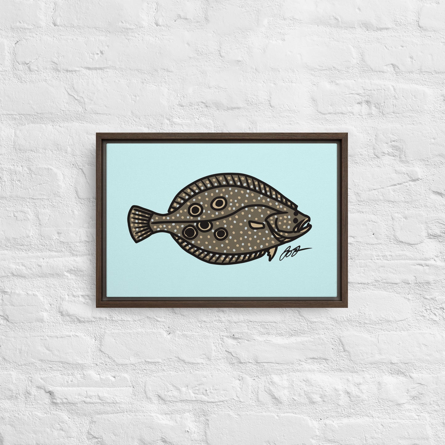 Flounder Wall Art: Framed Canvas Print