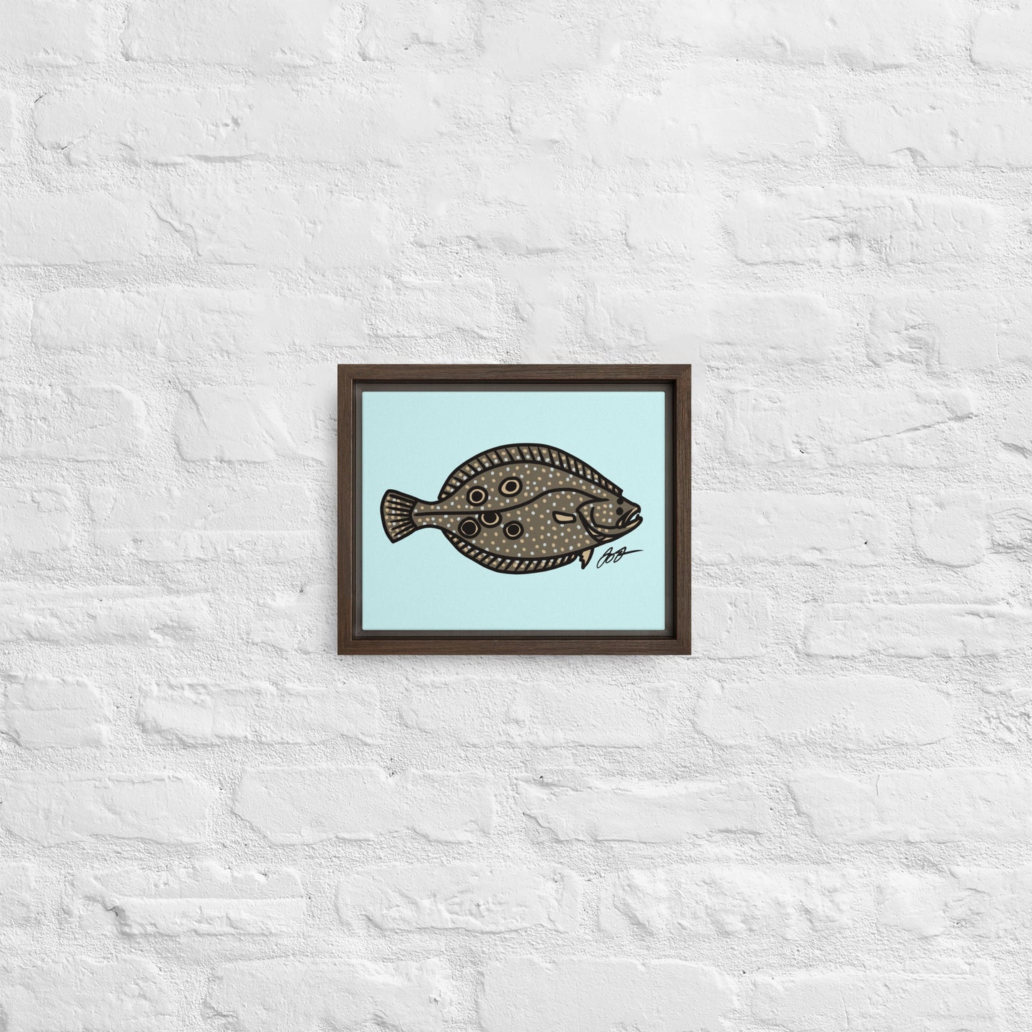 Flounder Wall Art: Framed Canvas Print