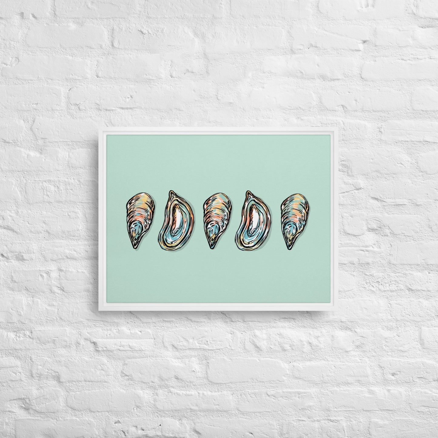 Oysters Framed Canvas Print