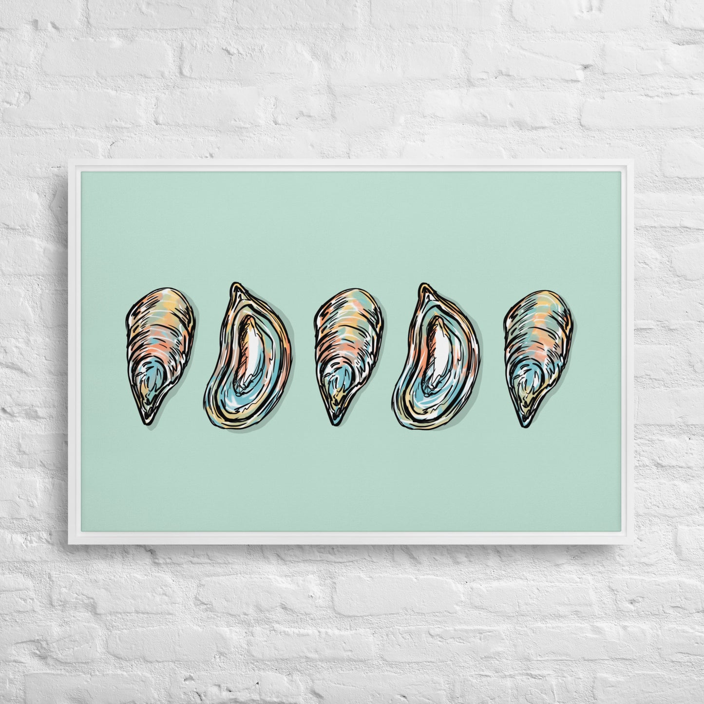 Oysters Framed Canvas Print
