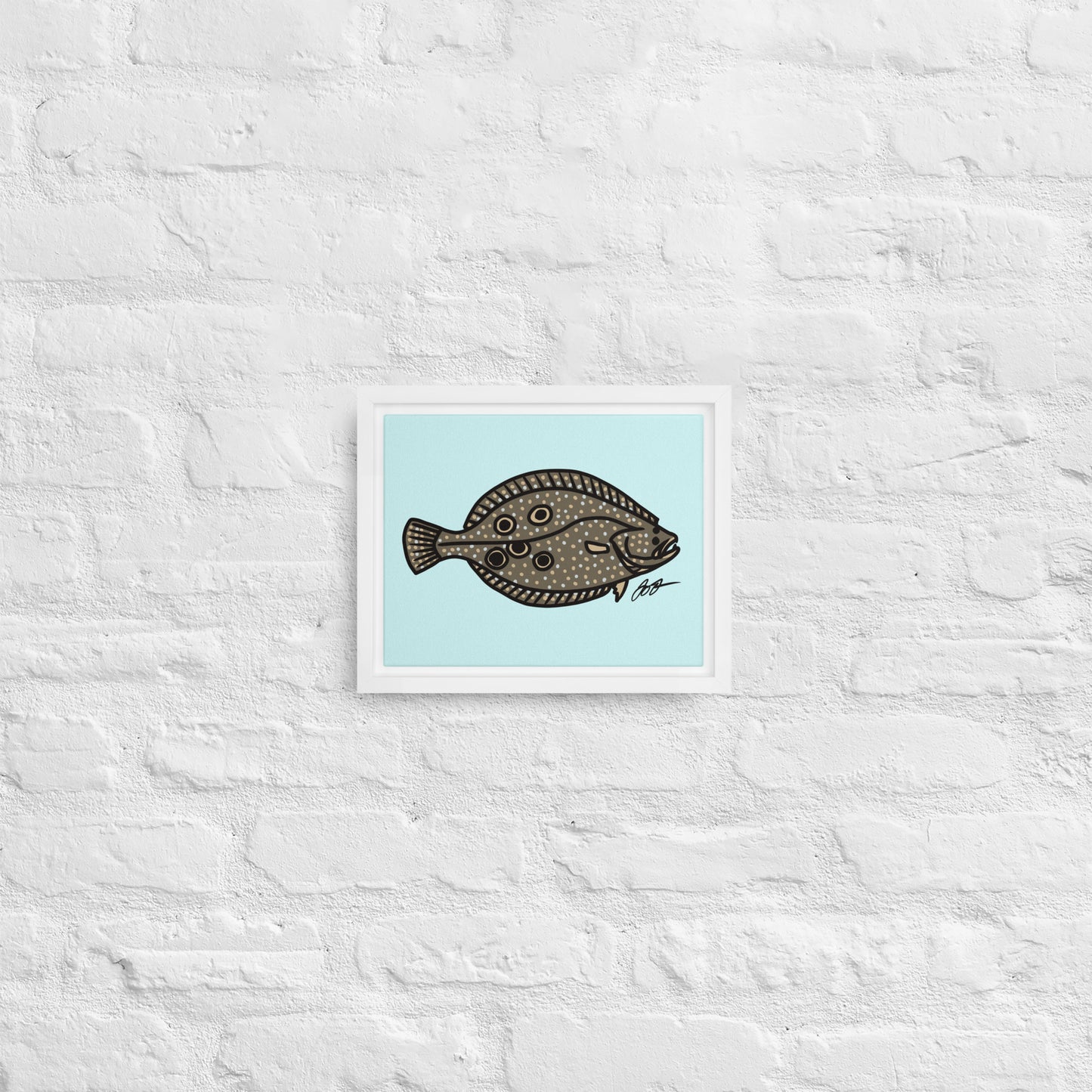 Flounder Wall Art: Framed Canvas Print