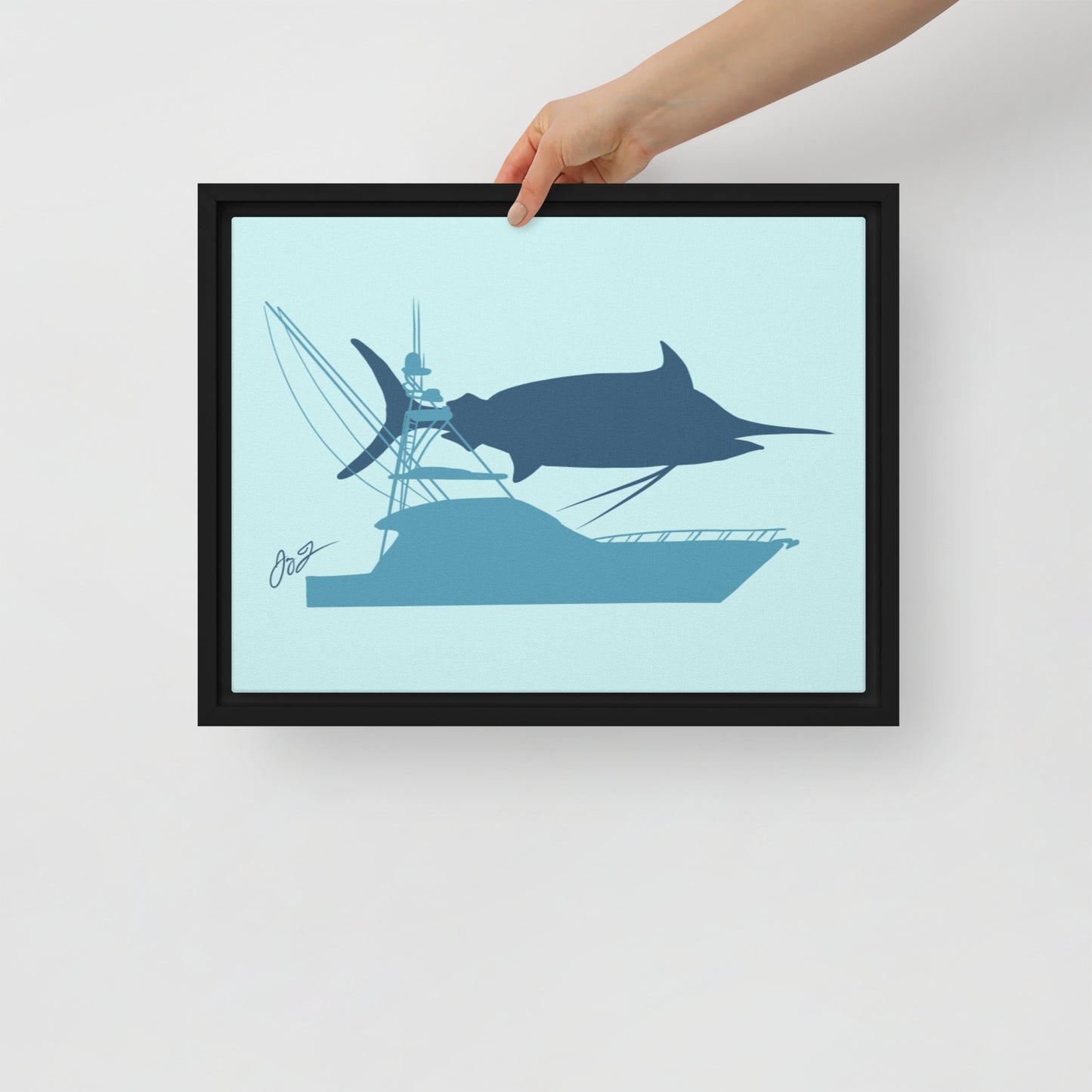 Marlin Sportfisher Framed Canvas Print