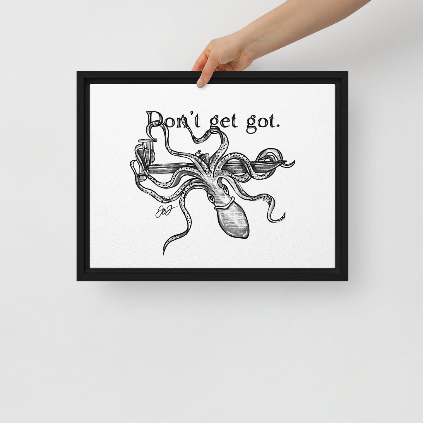 Kraken Skiff Framed Canvas Print