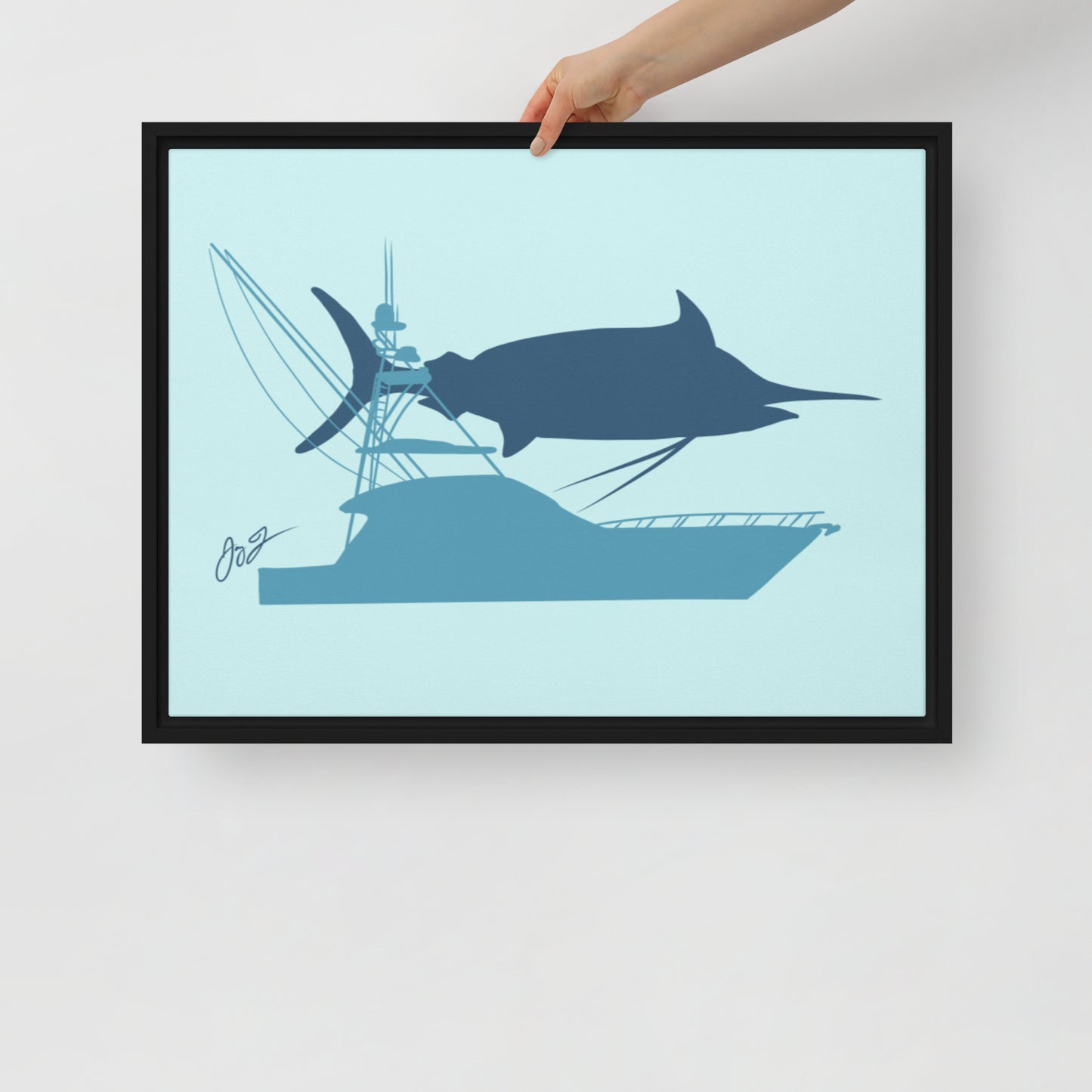 Marlin Sportfisher Framed Canvas Print