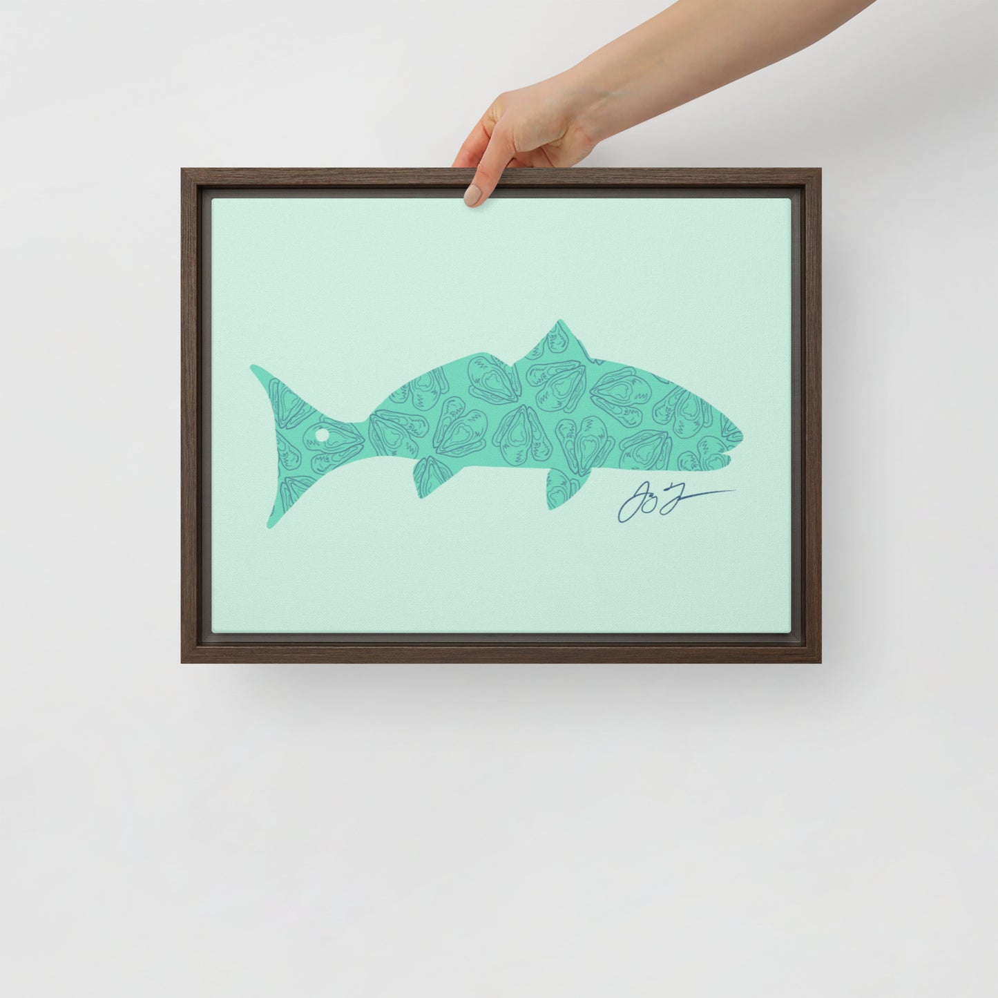 Oyster Redfish Framed Canvas Print
