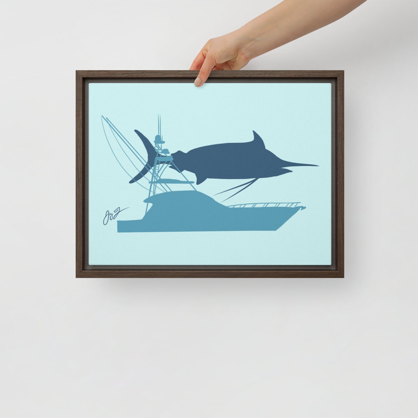 Marlin Sportfisher Framed Canvas Print