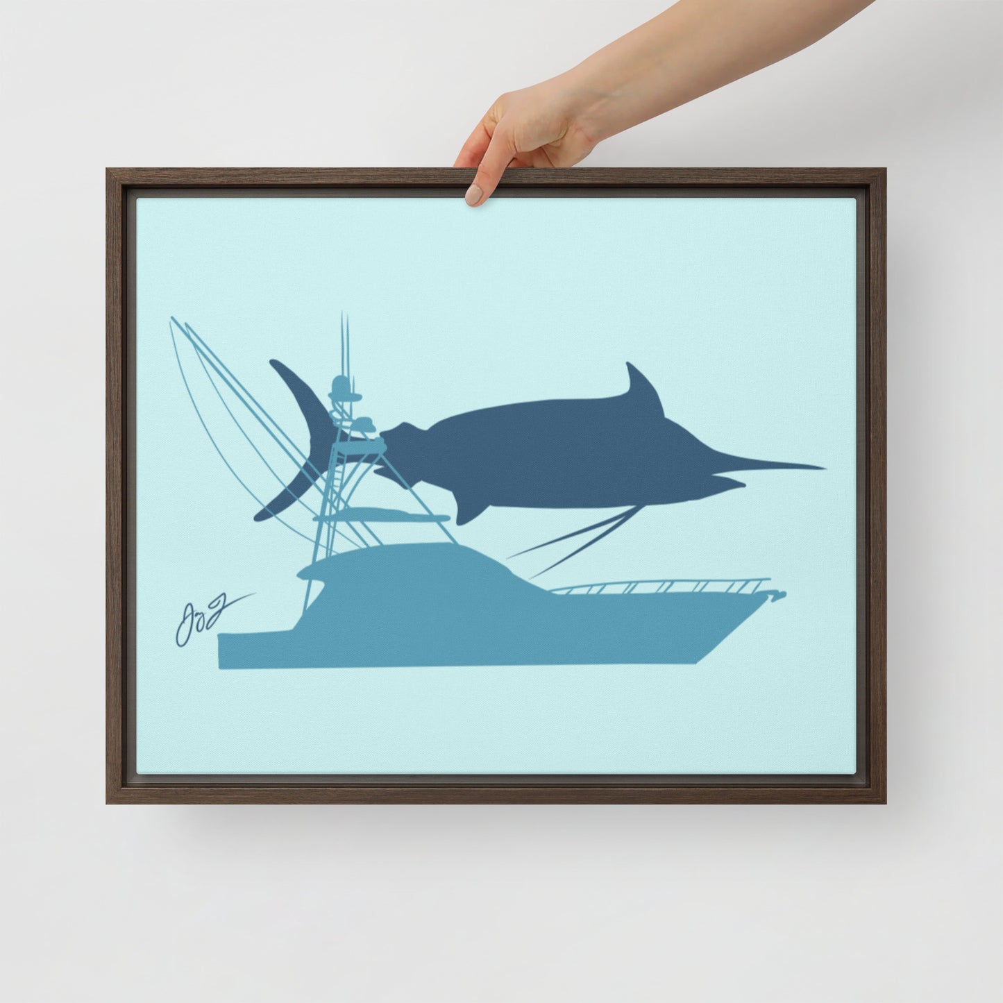 Marlin Sportfisher Framed Canvas Print