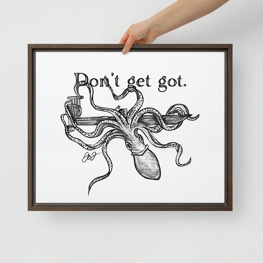 Kraken Skiff Framed Canvas Print