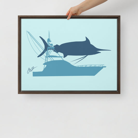Marlin Sportfisher Framed Canvas Print