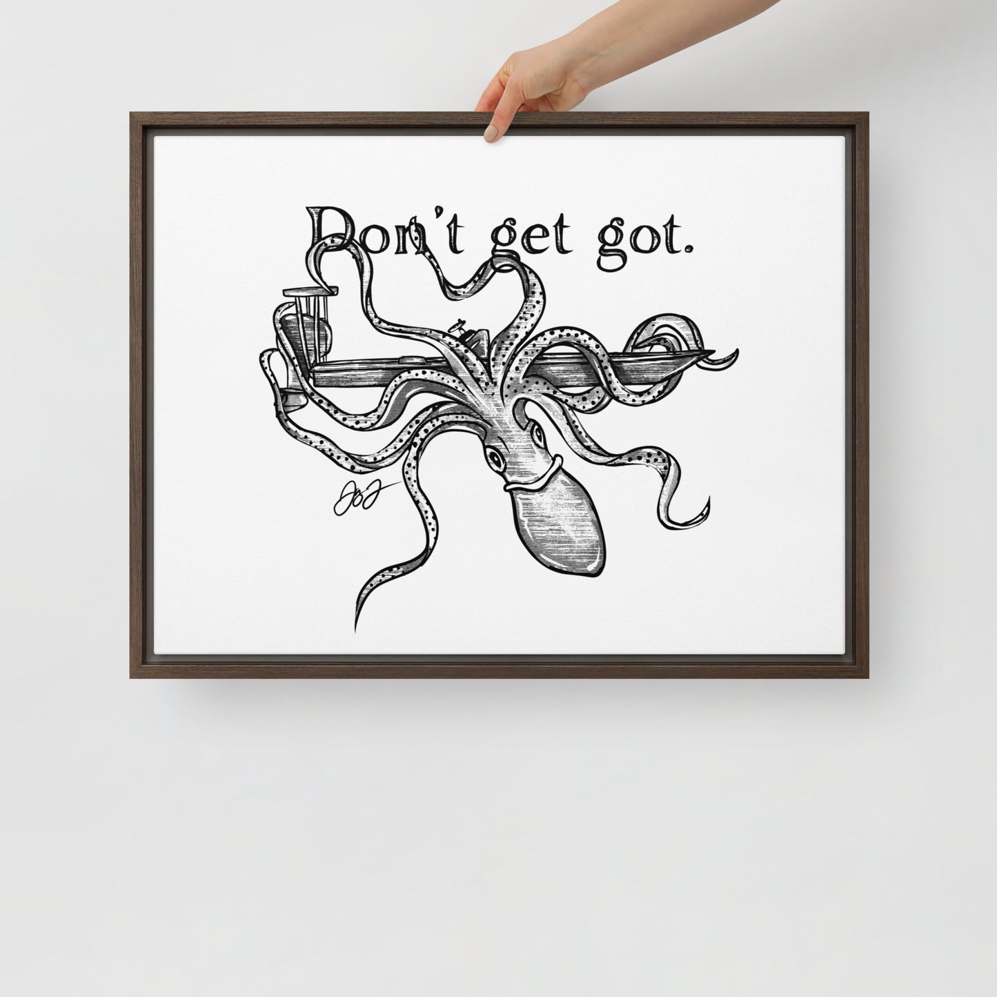 Kraken Skiff Framed Canvas Print