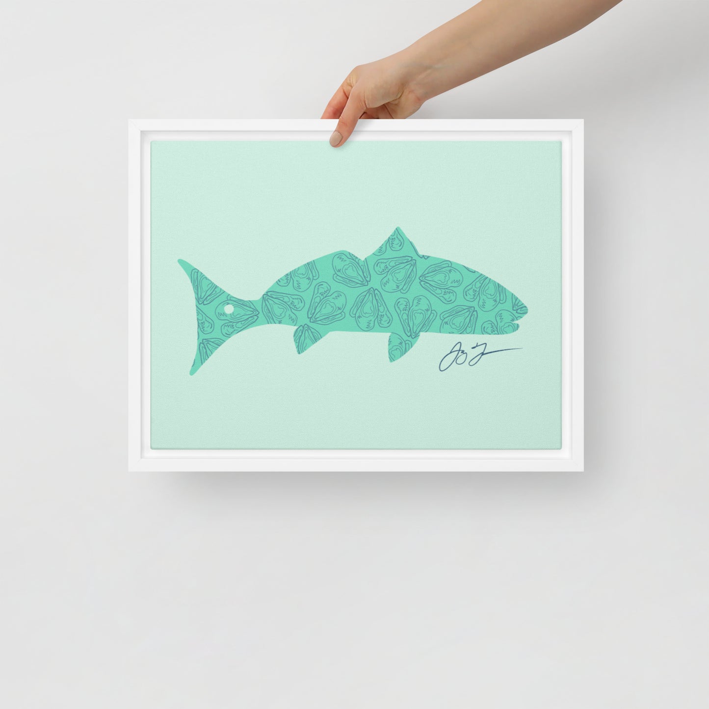 Oyster Redfish Framed Canvas Print