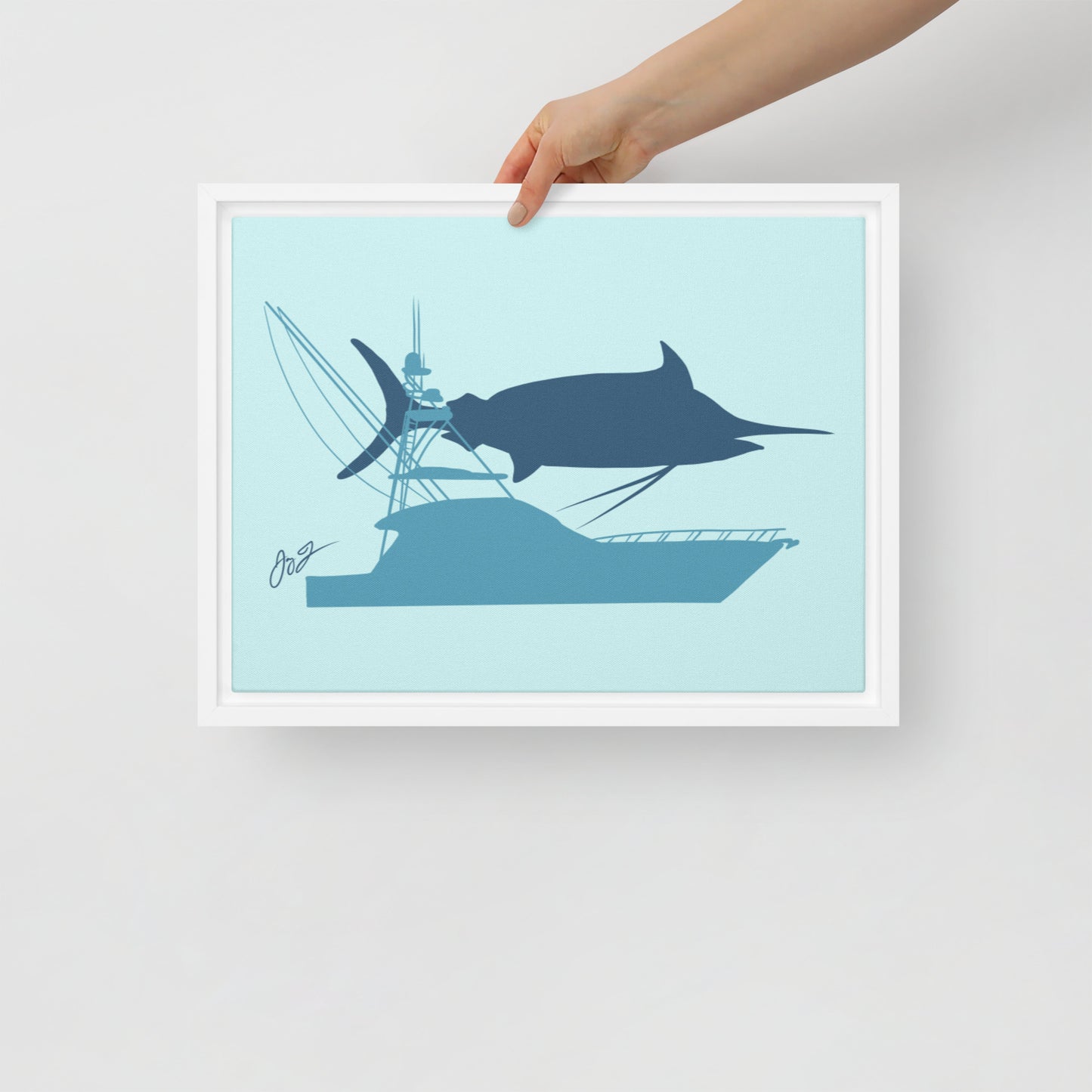 Marlin Sportfisher Framed Canvas Print