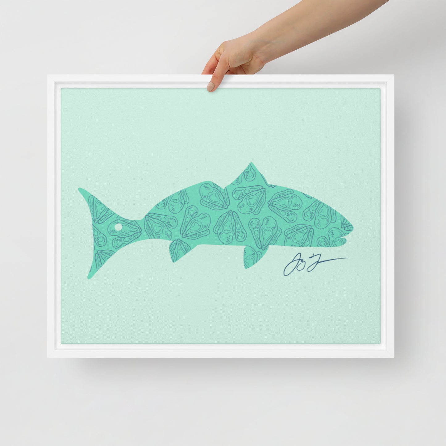 Oyster Redfish Framed Canvas Print