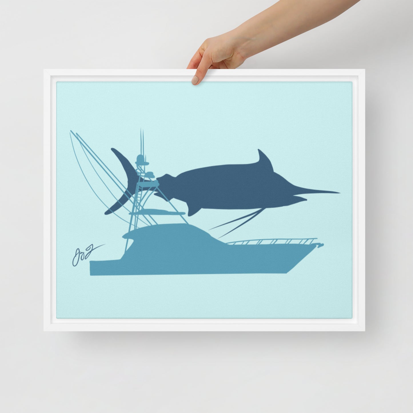 Marlin Sportfisher Framed Canvas Print