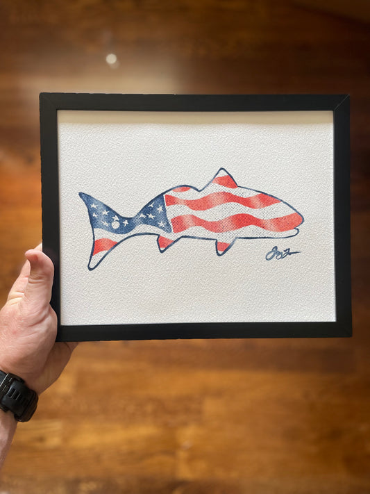 Open Edition: Vintage USA Redfish Print (Frame not included)
