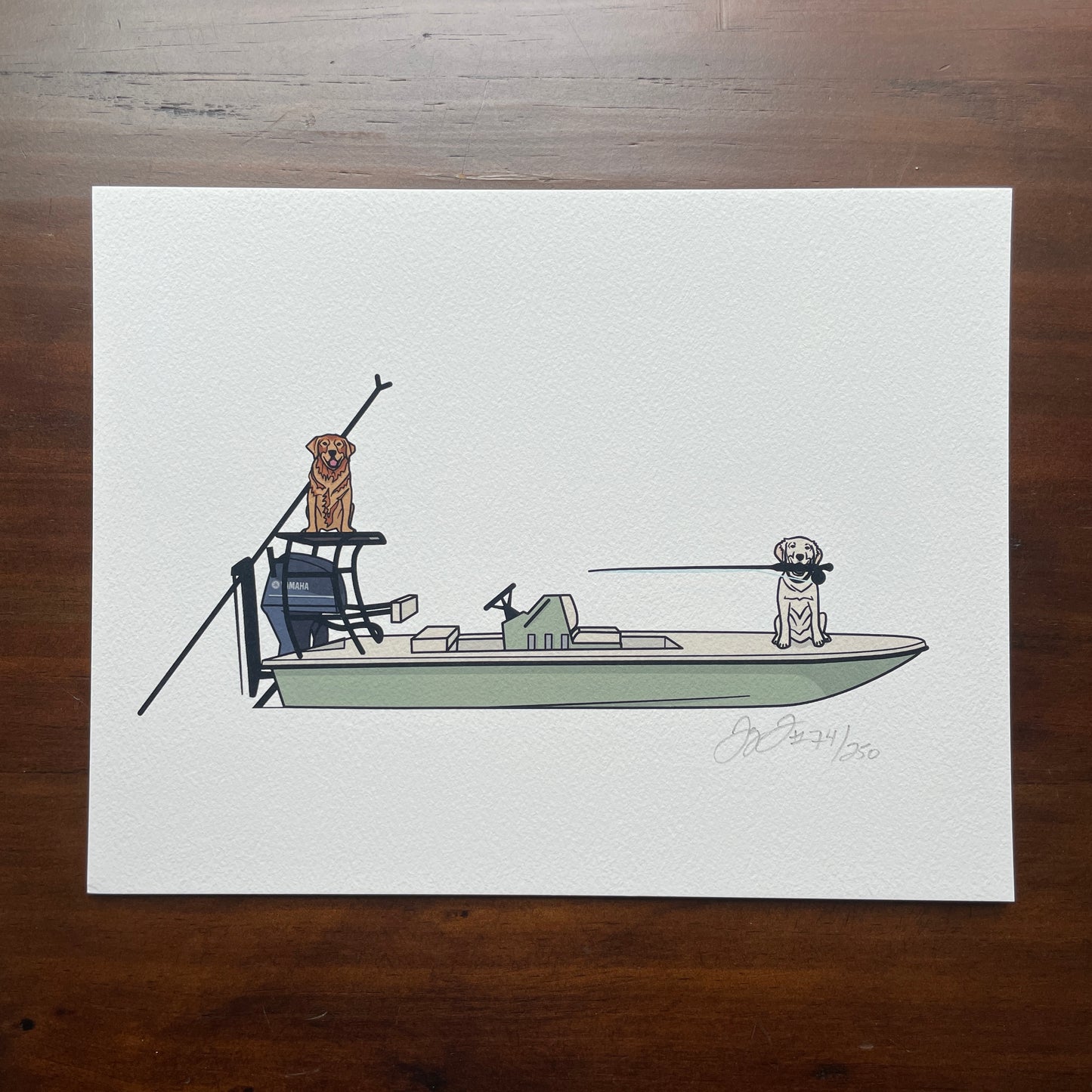 2 Dogs on a Skiff Print (Frame not Included)