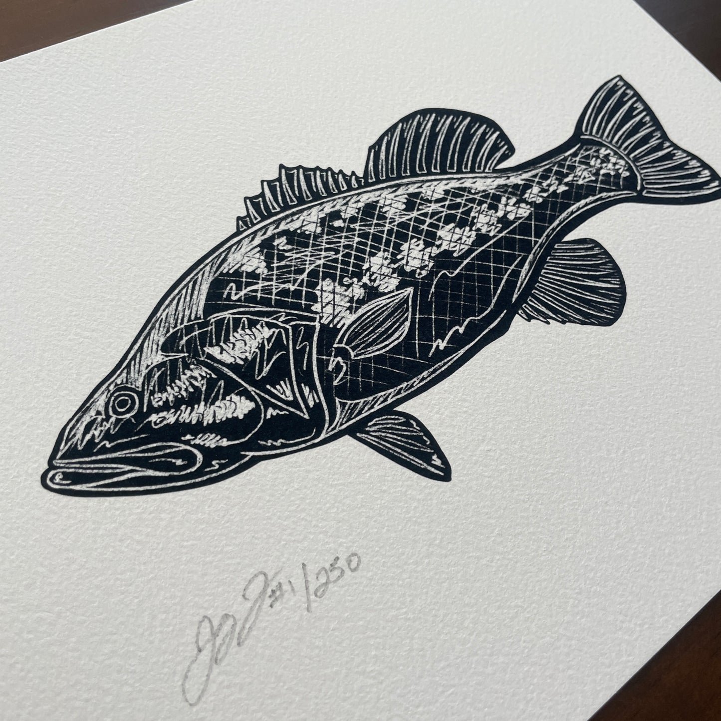 Largemouth Bass Black Print