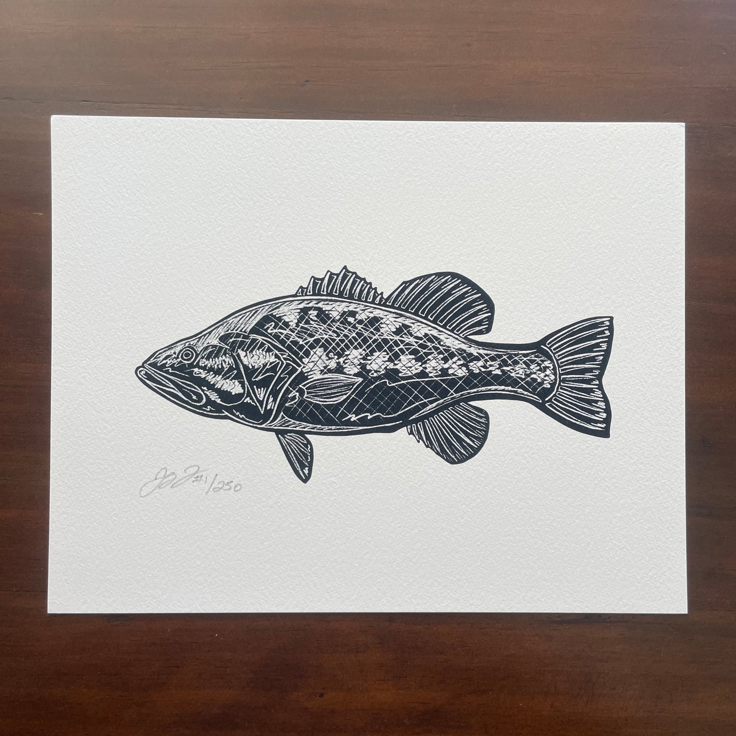Largemouth Bass Black Print