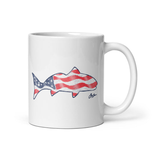 Vintage American Flag Redfish Coffee Mug